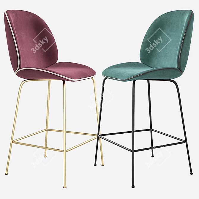 Beetle GUBI Stool - Sleek Velvet Counter Chair 3D model image 6