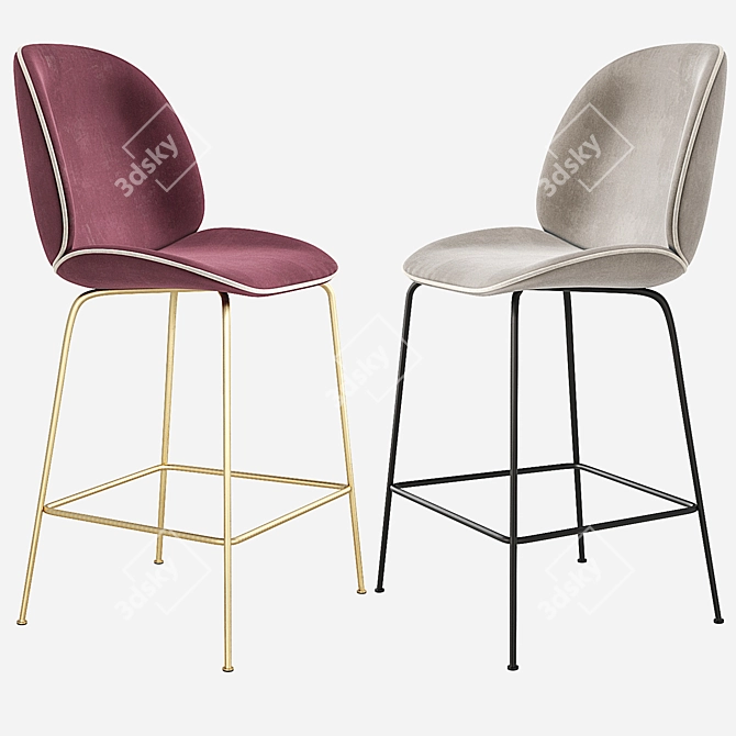 Beetle GUBI Stool - Sleek Velvet Counter Chair 3D model image 7