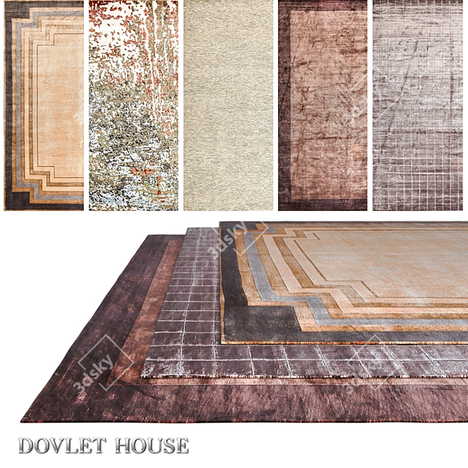 Luxurious Carpets by DOVLET HOUSE (Set of 5) 3D model image 1