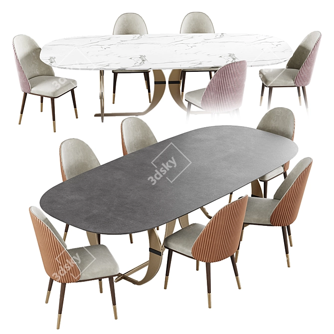 Elegant Capital Collection Oval Dining Set 3D model image 1