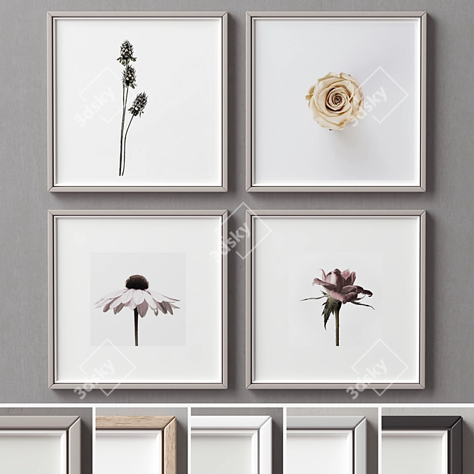 Multi-frame Picture Set - Elegant Frames in Various Colors & Sizes 3D model image 3