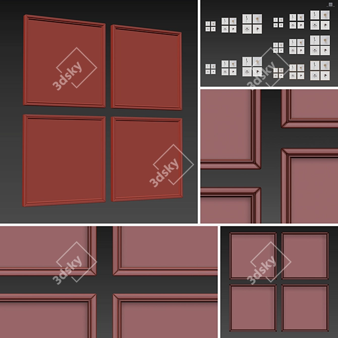 Multi-frame Picture Set - Elegant Frames in Various Colors & Sizes 3D model image 5