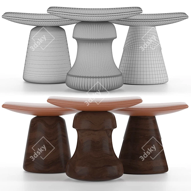 Delcourt's Roi Fou and Mat Stools 3D model image 1