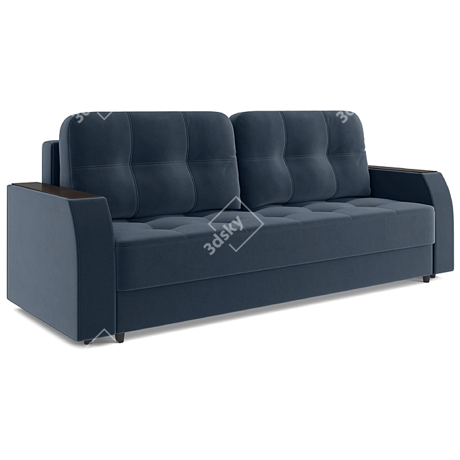 Luxury Comfort: Borgo Velvet Blue Sofa 3D model image 1