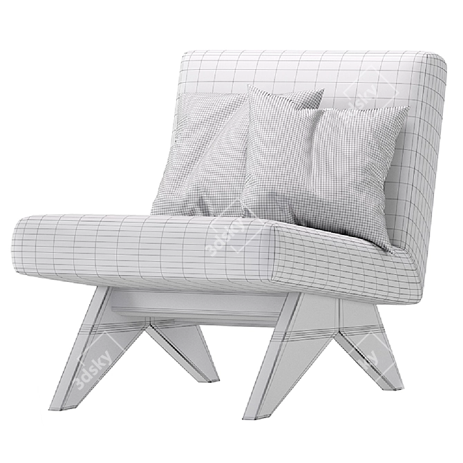 Elegant Low Leather Armchair 3D model image 5
