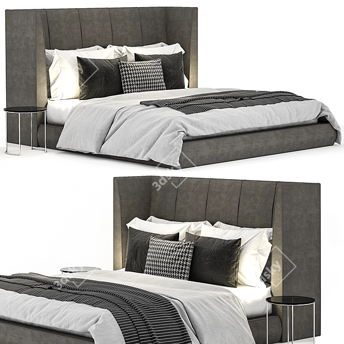 Elegant Dark Gray Bed 3D model image 1