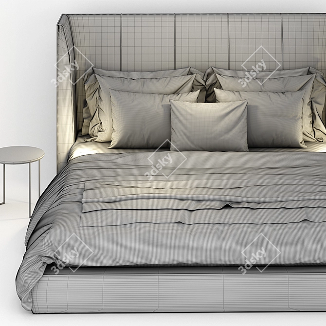 Elegant Dark Gray Bed 3D model image 4