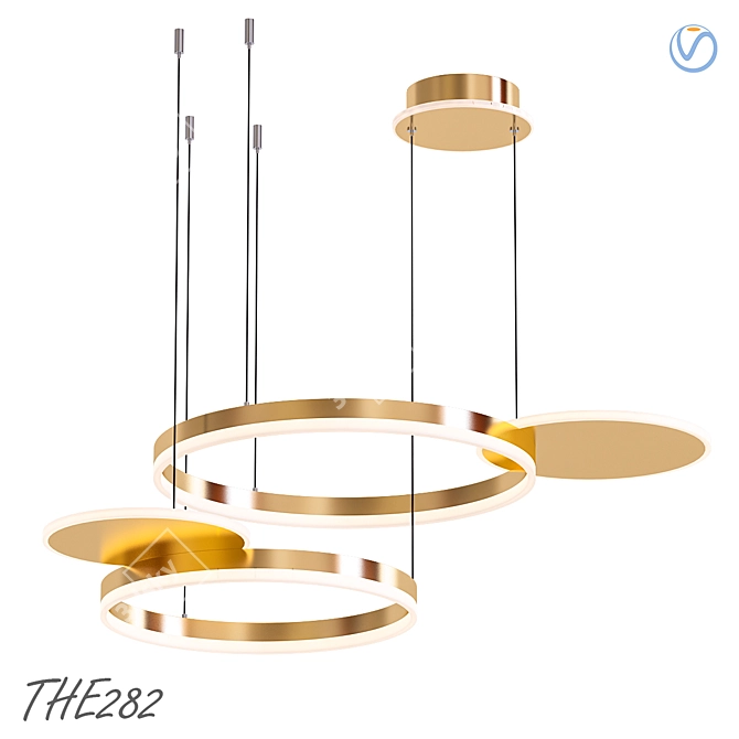 LED Disk Pendant Chandelier 3D model image 1