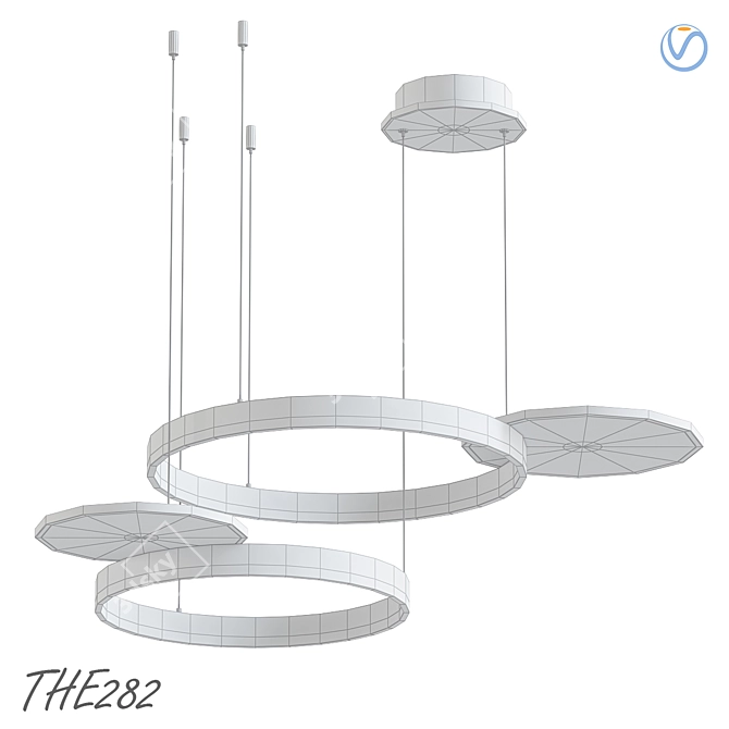 LED Disk Pendant Chandelier 3D model image 2