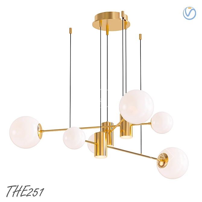 Modern Pendant Chandelier with Combination of Spherical and Cylindrical Shades 3D model image 1