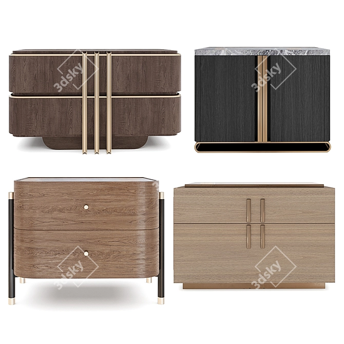 Stylish Nightstand Selection 3D model image 1