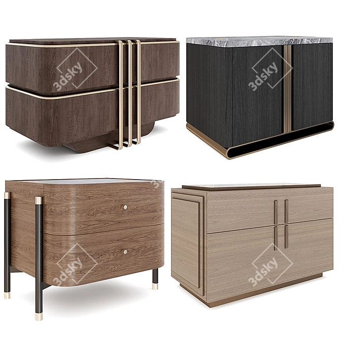 Stylish Nightstand Selection 3D model image 2