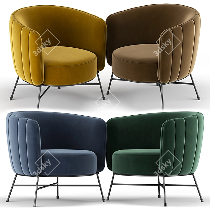 Elegant Charleston Armchair 3D model image 2