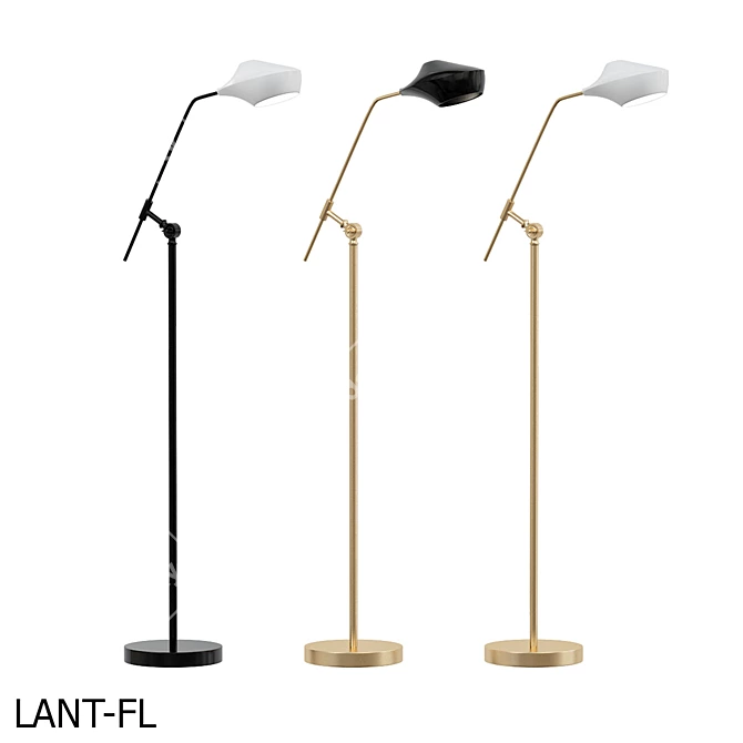 Title: Scandinavian Style Adjustable Floor Lamp 3D model image 1