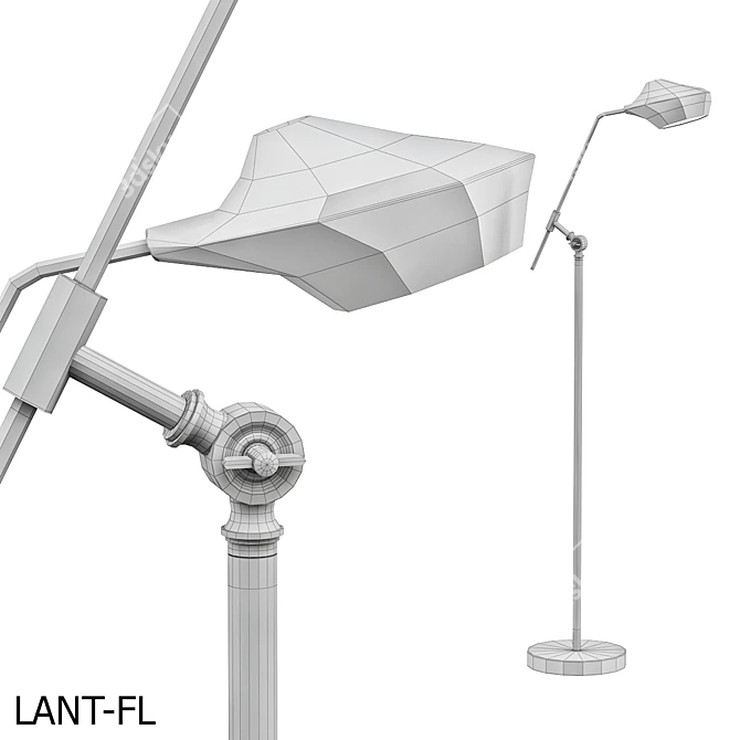 Title: Scandinavian Style Adjustable Floor Lamp 3D model image 2