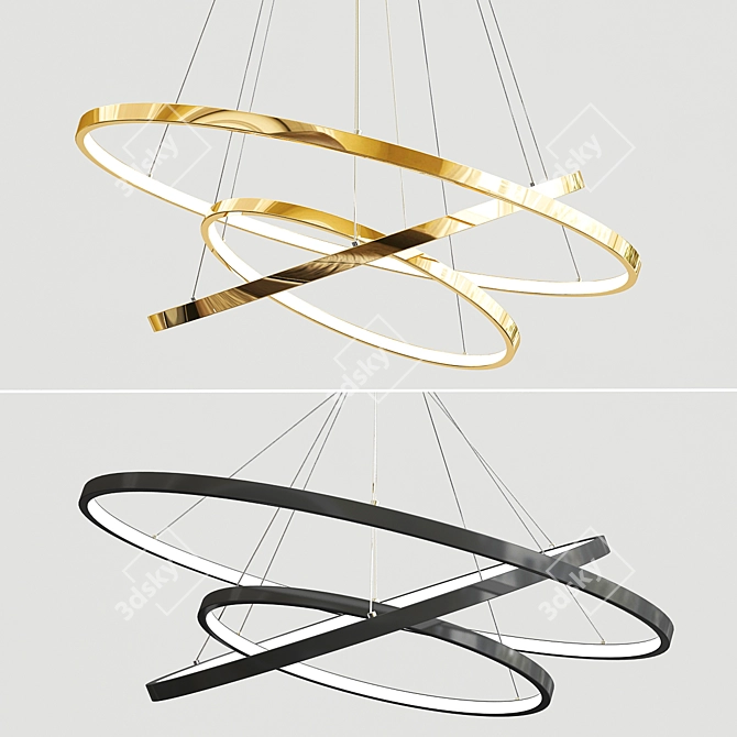 Sleek Circle Pendant Chandelier 3D model image 1