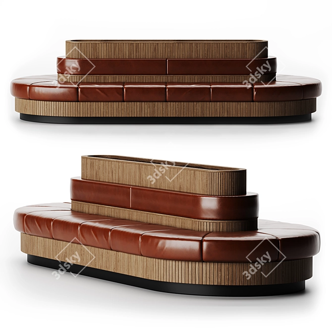 Round Cafe Sofa with Built-in Plant Pot 3D model image 1