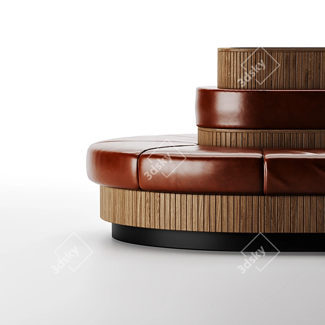 Round Cafe Sofa with Built-in Plant Pot 3D model image 2