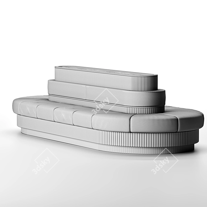 Round Cafe Sofa with Built-in Plant Pot 3D model image 3