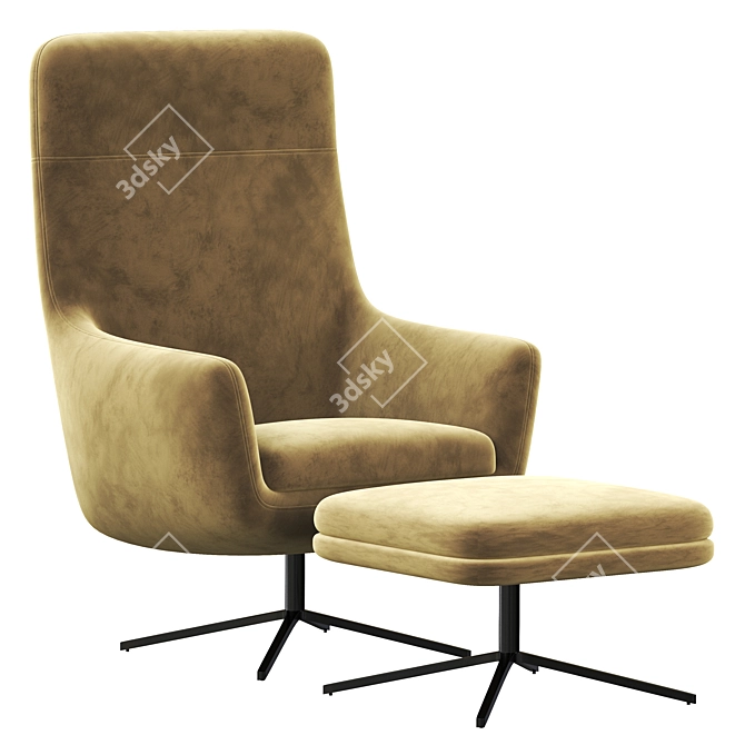 Elegant High Back Armchair 3D model image 1