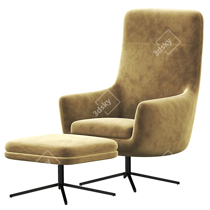 Elegant High Back Armchair 3D model image 2