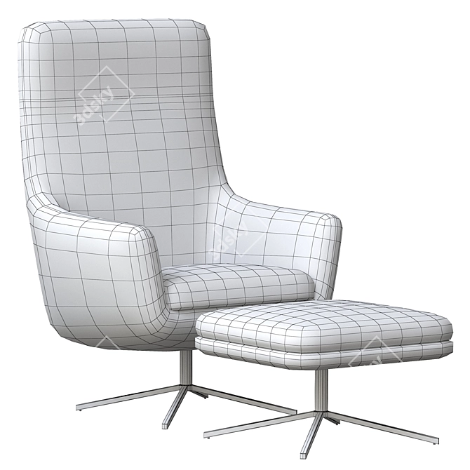 Elegant High Back Armchair 3D model image 4