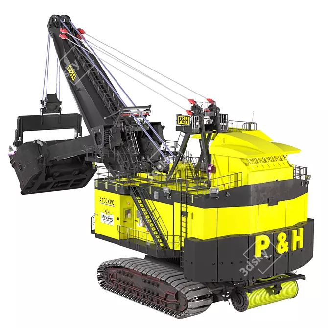 Heavy Duty P&H 4100XPC Electric Rope Shovel 3D model image 2