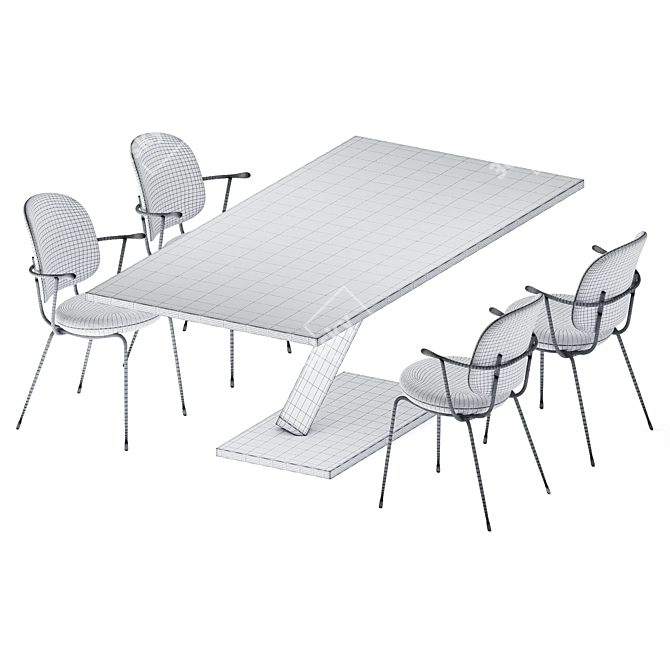 Sleek Element Dining Table 3D model image 2