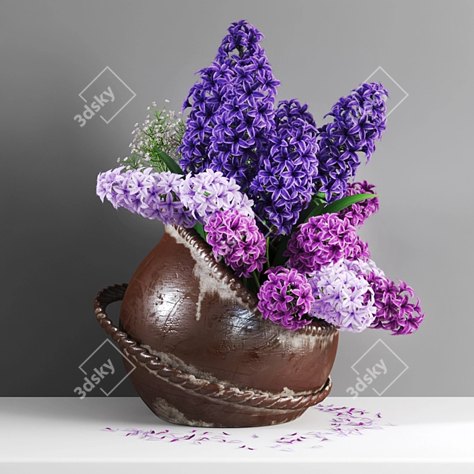 Elegant Hyacinth Sculpture 3D model image 4