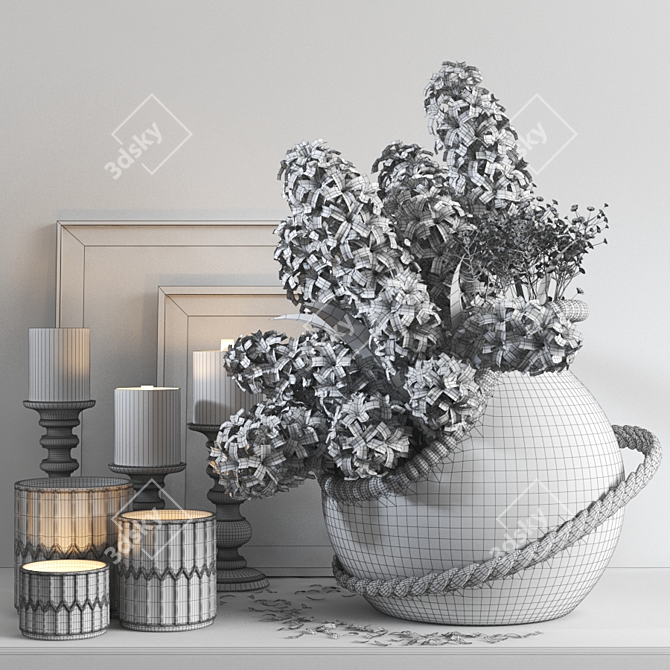 Elegant Hyacinth Sculpture 3D model image 5