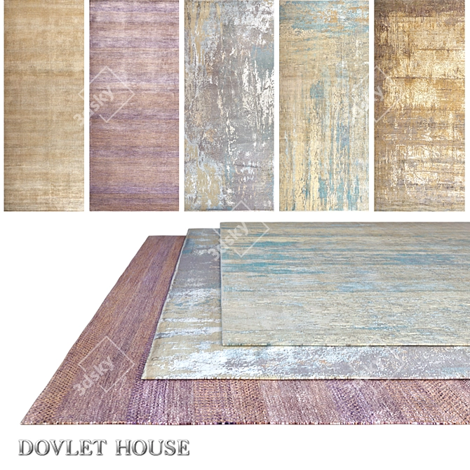 Luxurious DOVLET HOUSE Carpets - 5pc Set (Part 636) 3D model image 1