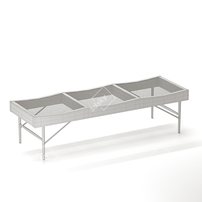 Scandi Style 3-Seater Wooden Bench 3D model image 4