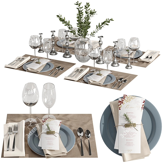 Sleek Table Setting 2014 3D model image 1