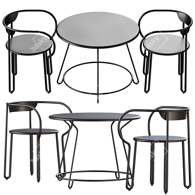 Cozy Huggy Table & Chair: Perfect for Any Space 3D model image 1