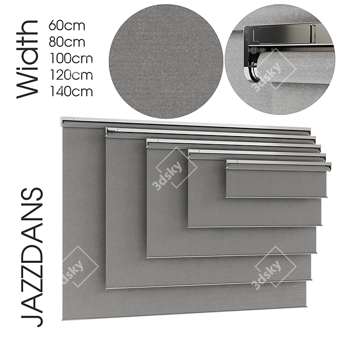 Jazzdans Grey Roller Blind 3D model image 1