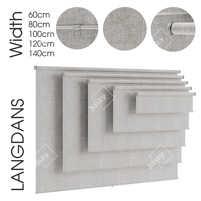 LANGDANS Beige Roller Blind - 5 Width Options 3D model image 1