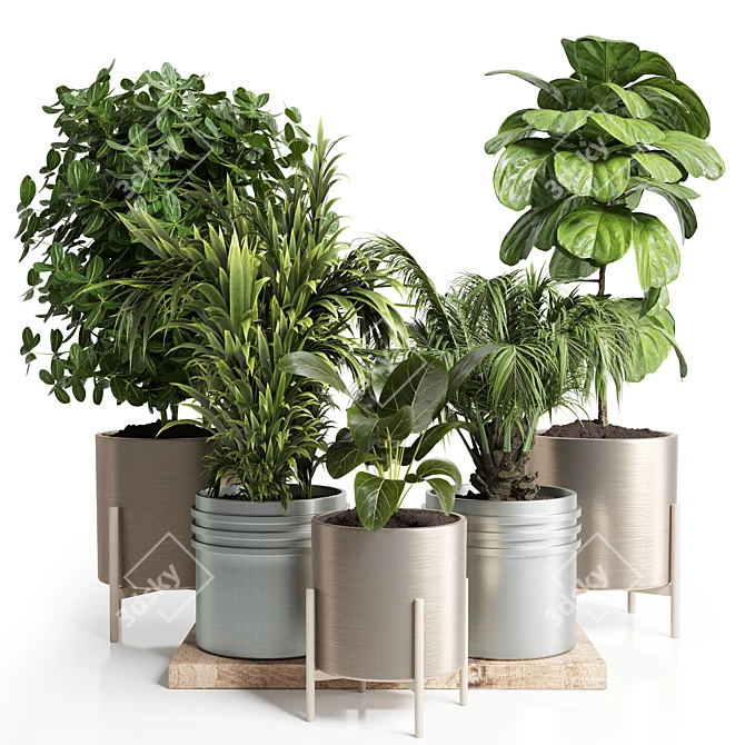 Modern Metal Vase - Indoor Plant 26 3D model image 1