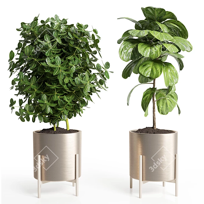 Modern Metal Vase - Indoor Plant 26 3D model image 2
