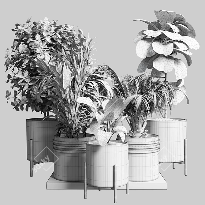 Modern Metal Vase - Indoor Plant 26 3D model image 4