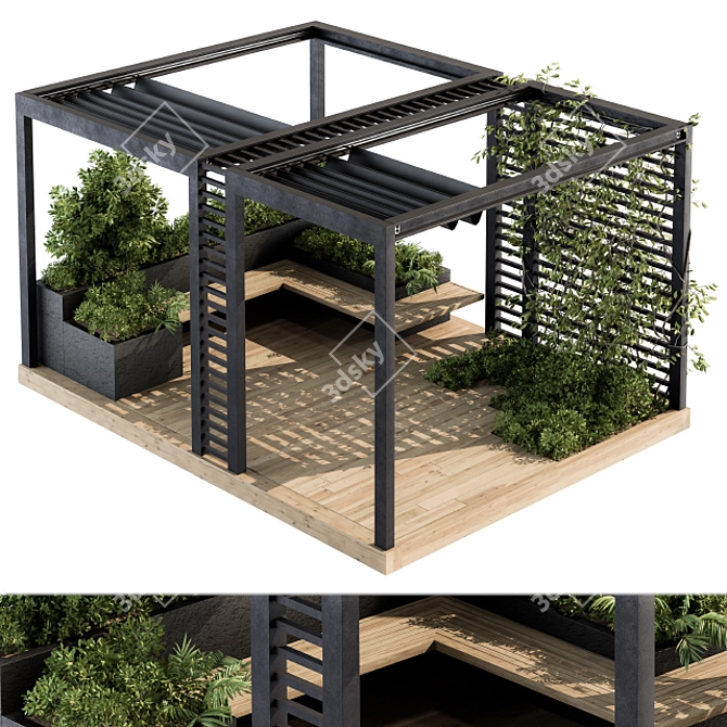 Elevated Pergola Garden Set 3D model image 1