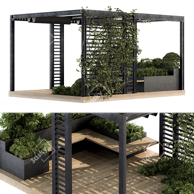 Elevated Pergola Garden Set 3D model image 4