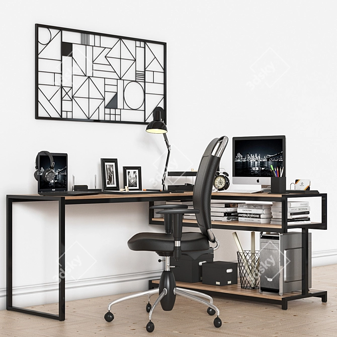 Modern Office Space: Workplace 07 3D model image 1