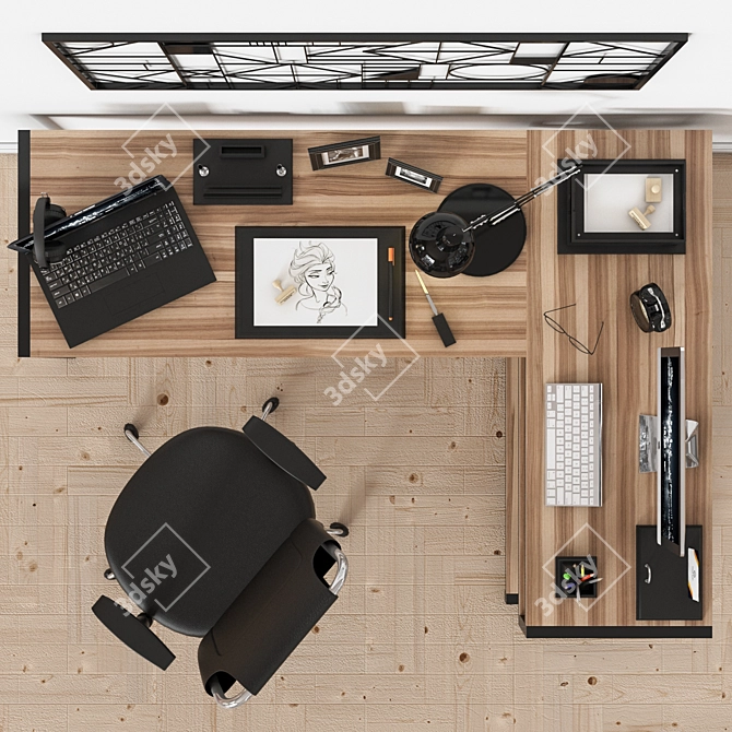 Modern Office Space: Workplace 07 3D model image 3