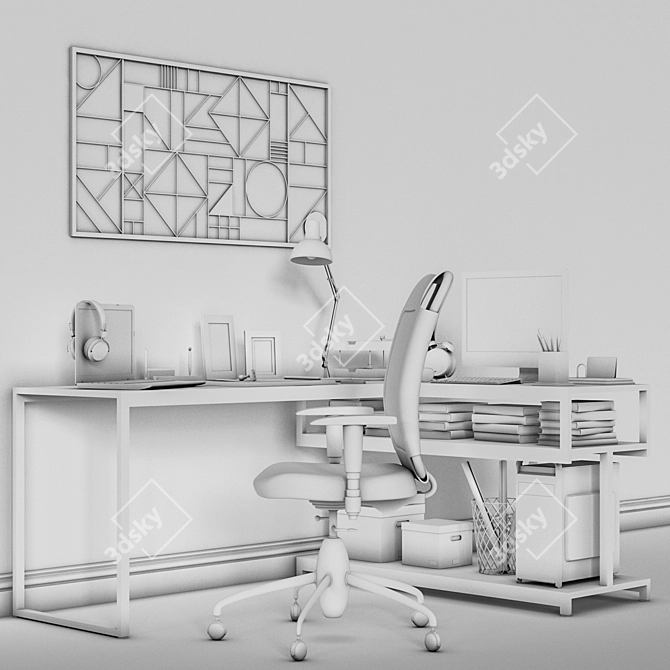 Modern Office Space: Workplace 07 3D model image 5