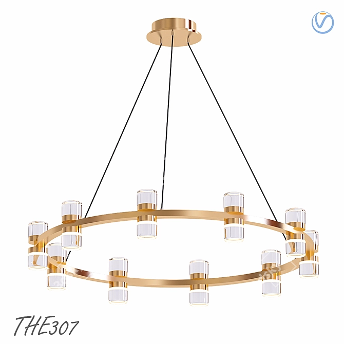 Modern LED Ring Chandelier 3D model image 1