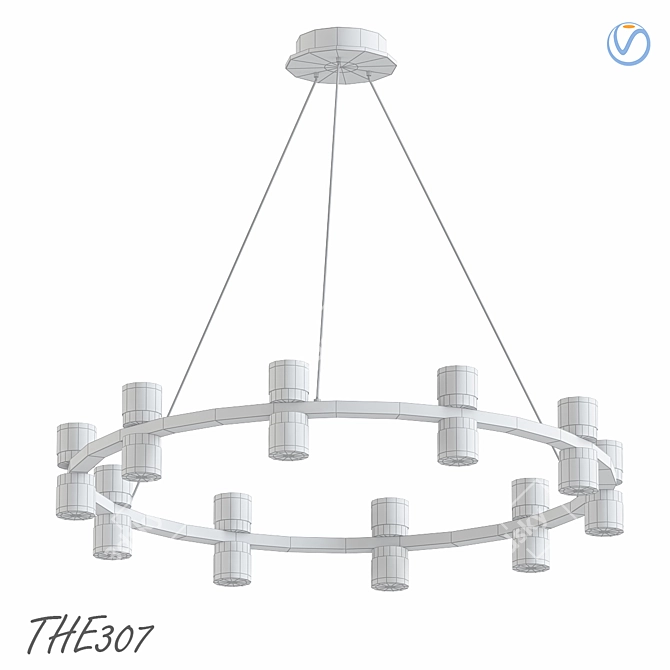 Modern LED Ring Chandelier 3D model image 2