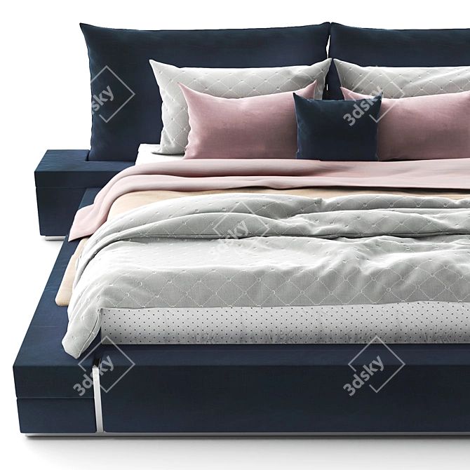 Luxe Velvet Bed 3D model image 2