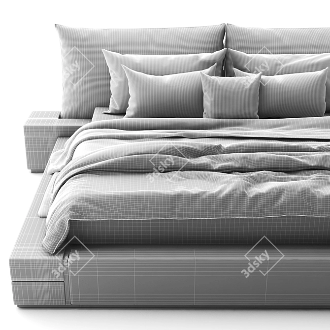 Luxe Velvet Bed 3D model image 4