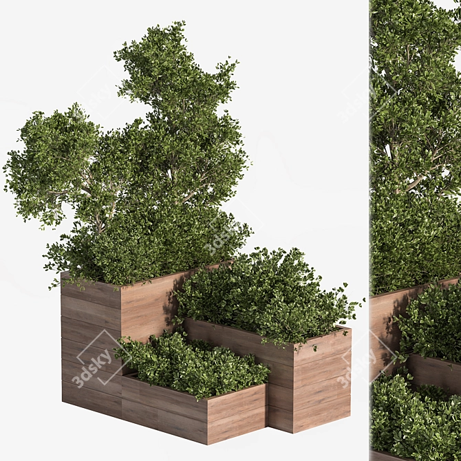 Outdoor Tree Plant Box Set: Versatile & Stylish 3D model image 1