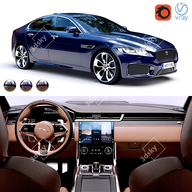 Luxury Jaguar XF 2021: Exquisite Design & Unparalleled Performance 3D model image 1